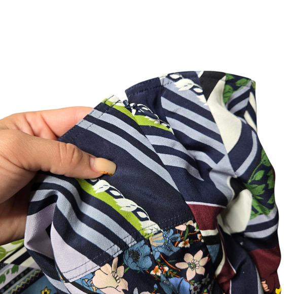 Tory Burch Pleated Silk Knee Length Multicolor Skirt Size: 12 - Picture 5 of 6